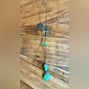 Vintage Art Deco Peking Glass Necklace with delicate Paperclip chain